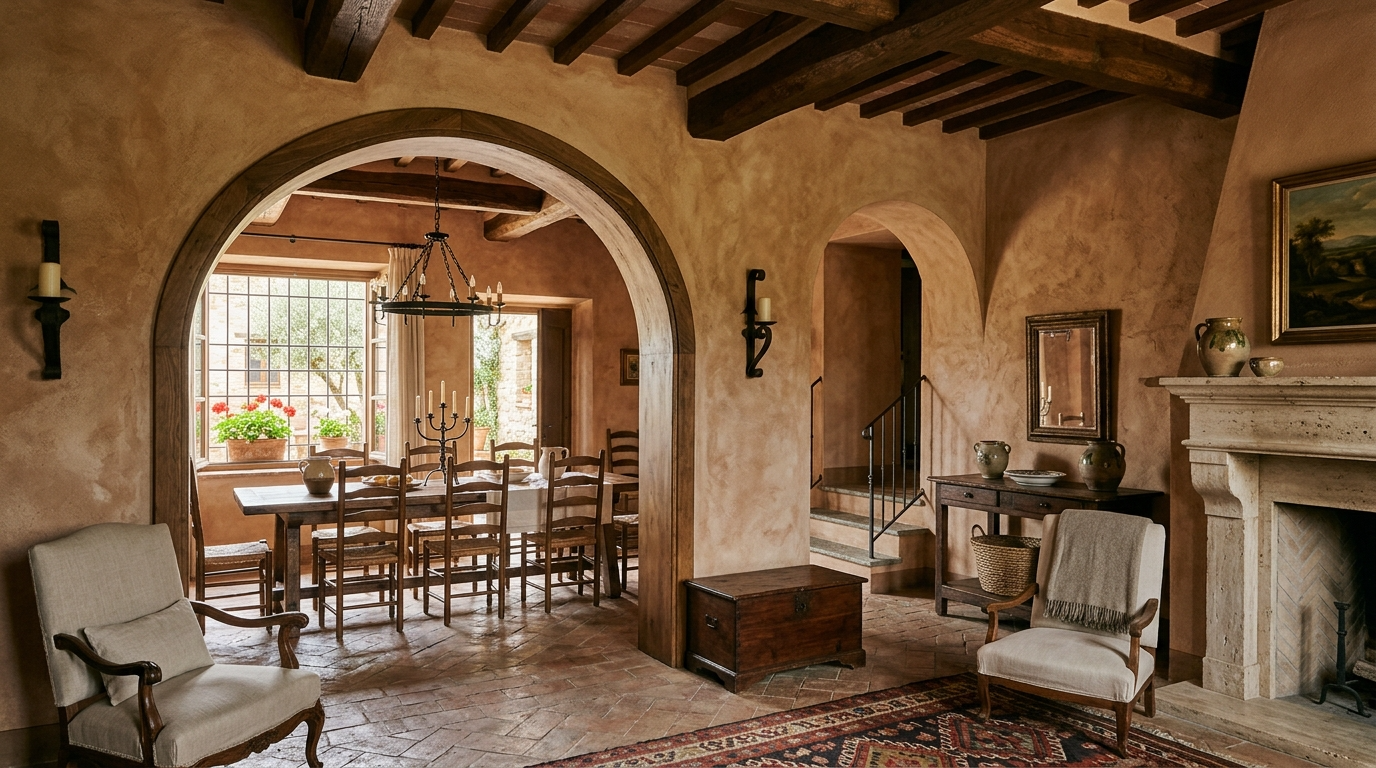 Choose rustic wood furniture with generous proportions